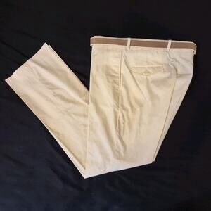 Vtg 1970s Mens Farah Yellow Belted Trousers 33×32